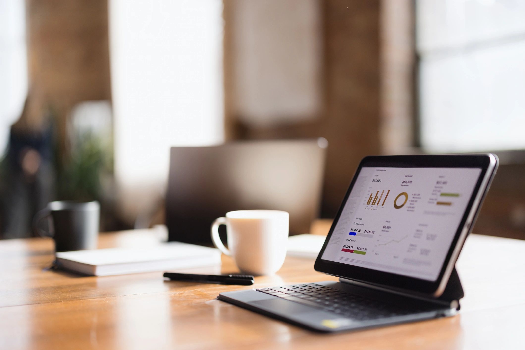 Analytics chart on a tablet representing affiliate earnings tracking